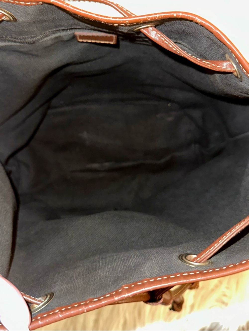 Burberry Beige Vintage Check Drawstring Hobo with Brown Leather Trim - Picture 7 of 11